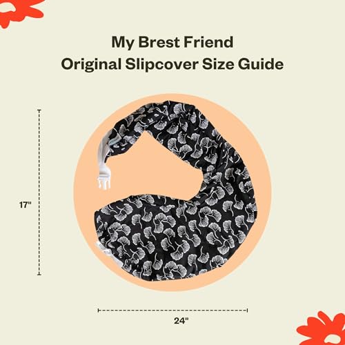 My Brest Friend Original Nursing Pillow Cover - Slipcovers For Baby - Adjustable Fit, Easy Care, Durable - Original Nursing Pillow Not Included, Black Flowing Fans