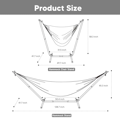 Image of SUNCREAT 2-in-1 Convertible Backyard Fabric Hammock with Stand, Blue White