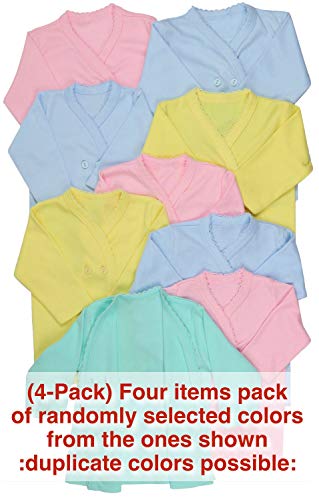 Image of ToBeInStyle Babies' 4 Pack Relaxed Fit Short or Long Sleeve Button Up Kimono Tee Swaddle Shirt