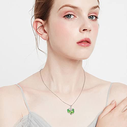 Plesitep Dragon Necklace Sterling Silver Birthstone Wyvern Necklace With Heart Shaped Crystal Jewelry Gift For Women Girl August Birthstone #TOP1