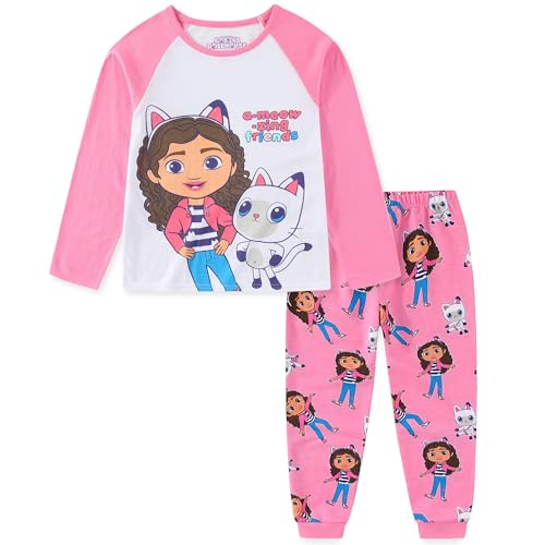Image of DREAMWORKS GABBY'S DOLLHOUSE Girls 2 Piece Long Sleeve Shirt and French Terry Pants Set for Toddler and Big Kids
