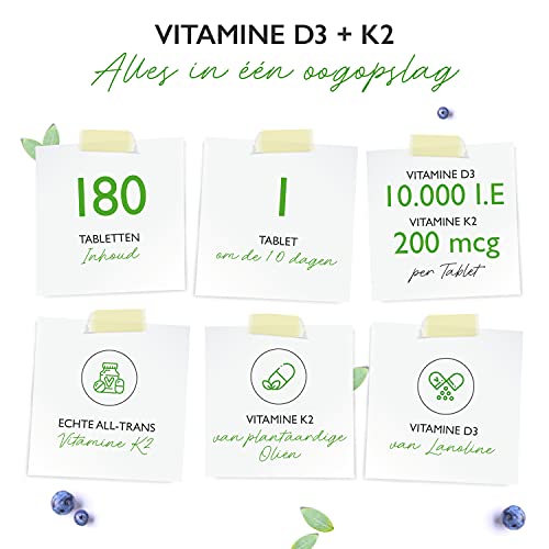Vitamine D3 10.000 I.U + Vitamine K2 200 mcg Menaquinone MK7 Depot - 180 tabletten - 99.7+% All-Trans (K2VITAL® by Kappa… - Image 5
