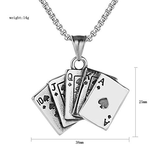 Jude Jewelers Stainless Steel Royal Flush Poker Games Pendant Necklace (Silver)4