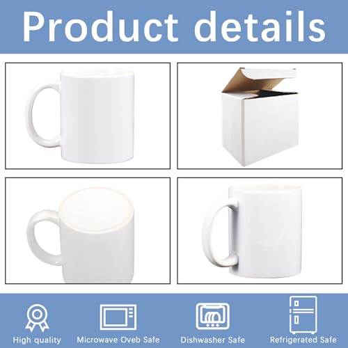 Pack de 12 tazas sublimación 11 oz blancas con asas redondas miniatura 3