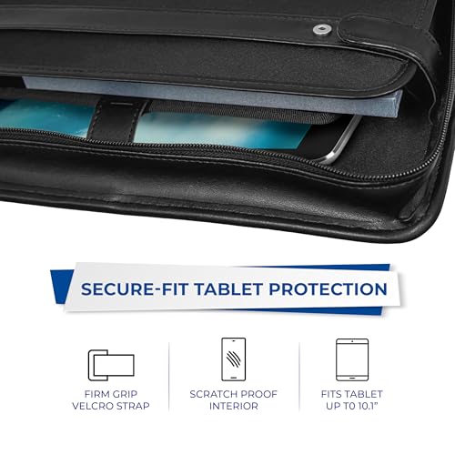 Samsill Professional Padfolio/Portfolio with Zippered Closure Case, 2 Inch Removable Round Ring Binder, Retractable Handles, Interior 10.1” Tablet Sleeve, Black by Samsill - Image 5
