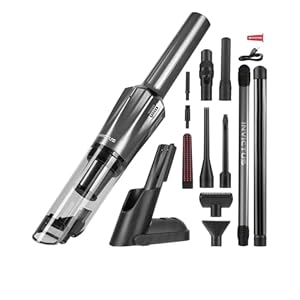 Genius Invictus ONE Prestige Deluxe Akku-Handstaubsauger Set 18 TLG, Auto Staubsauger, Saugleistung 12000 Pa, Ladestation, HEPA Filter, Kombi Düsen, Tierhaarbürste, Staubbehälter 70 ML. Farbe Grau