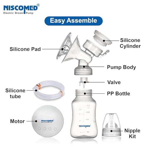 Image of Niscomed Electric Breast Pump for Mothers | AC Powered Breast Milk Pump | Adjustable Suction | Soft Silicone Cushion | Silent & Painless | Home Use