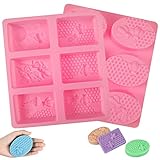 【Uso multifuncional】 Estos moldes de silicona para jabón no solo se pueden utilizar para hacer pasteles, chocolate, dulces y otros alimentos, sino también para hacer maravillosos cubitos de hielo, cera, velas, jabones y más.