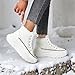 Chouiss Winter Sneakers for Women,Platform Hiking Lightweight Shoes with Lambswool,Warm Casual Shoes White 7