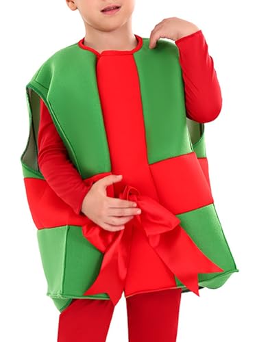 Choomomo Christmas Kids Gift Box Outfit Sleeveless Bow Color Contrast Vest Coat Holiday Xmas Dressy Top