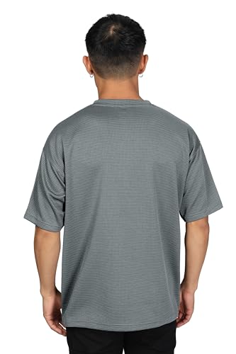 Image of SHODOX Men Oversized T Shirt Solid Dotted Design | Round Neck Loose Fit Drop Shoulder Casual T-Shirt for Men