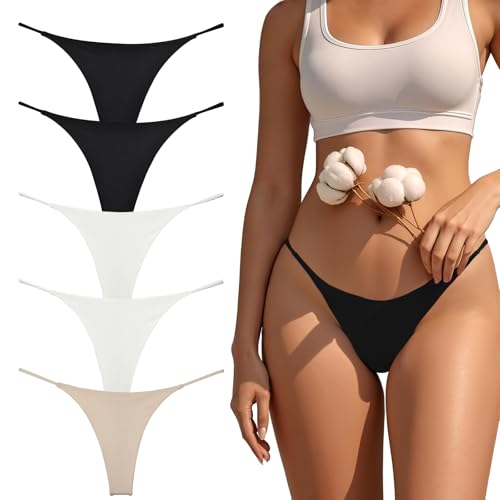 Alleen G String Tanga Damen Baumwolle Tangas Unterwäsche Frauen Unterhosen Slips Set Nahtlos Niedrige Thongs Women Panty Thong Underwear 5er-Pack XS-XL (Mehrfarbig-B S)