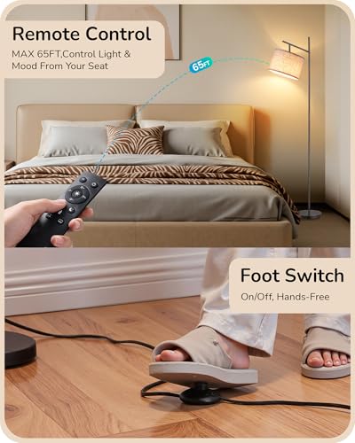 Image of EDISHINE 64.7IN Floor Lamp for Living Room with Remote, Black Standing Lamp