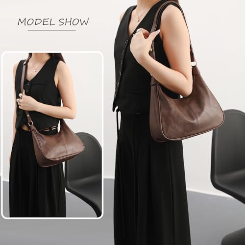 NIUEIMEE ZHOU Shoulder Bag for Women Ultra Soft Foldable Vegan Leather Crossbody Bags Tote Hobo HandBag Underarm Purses2