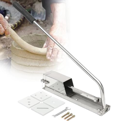 Extrusora de arcilla de acero inoxidable, cortador de pasta de azúcar montado en la pared con 4 troqueles intercambiables, herramienta de extrusión de arcilla suave para manualidades y horneado