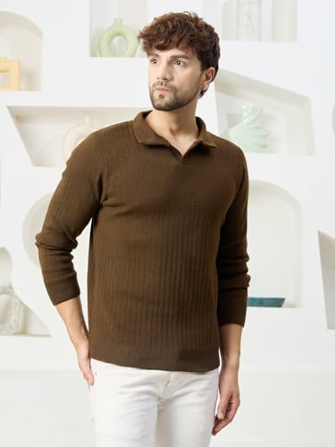 Image of Kvetoo Full Sleeve Winter Wear Woolen Collar Polo Sweater for Men