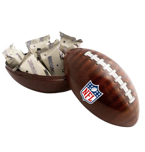 NFL Football Geschenk Dose mit Brownies (150g) – Süßigkeiten Geschenk für Football Fans – Snack Box American Football – Geschenkidee Männer & Fans – Fertig verpackt