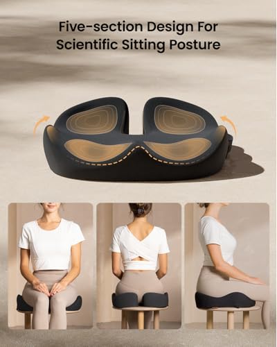 ProtoArc Office Desk Chair Cushion, Ergonomic Coccyx Cushions, Memory Foam Seat Cushion for Car, Home, Pressure Distribution Cushion for Tailbone Hip Support, All Day Comfort - Black - Image 2