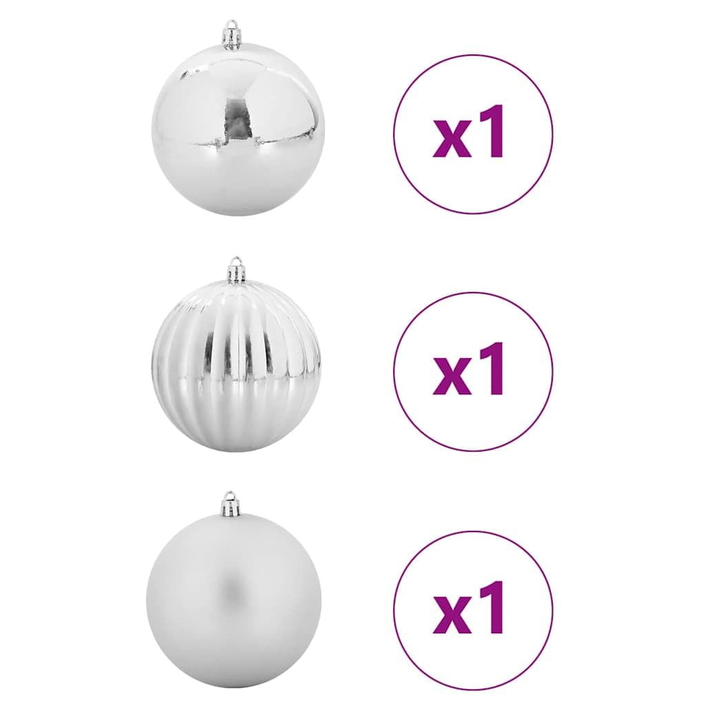 Set di palline per albero di Natale, XXL, 3 pezzi, in plastica argentata, con ornamenti lucidi e opachi per albero di Natale, per interni ed esterni, versatile, per l'Avvento e l'inverno