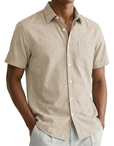 Chemise en lin homme kaki idéale pour vos journées d'été décontractées et sorties plage