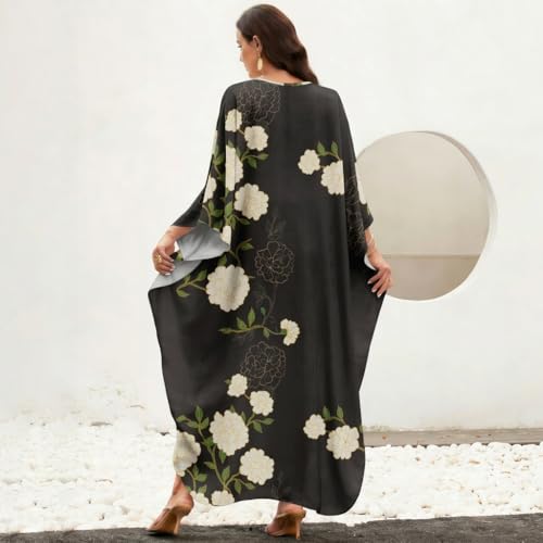 Image of MAKABO Kaftan Dresses for Women, V Neck Moo Moos Colorful Print Cover Ups Caftan Beach Dresses for Swimwear