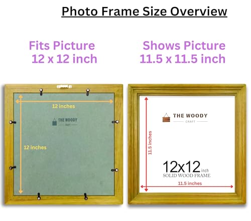 Image of Photo Frame square 12x12 inch | Aesthetic Photo Frames | Small Photo Frame | Yellow Wooden Photo Frames for Wall | Cheerful Wall Decoration (12x12 inch, Yellow)