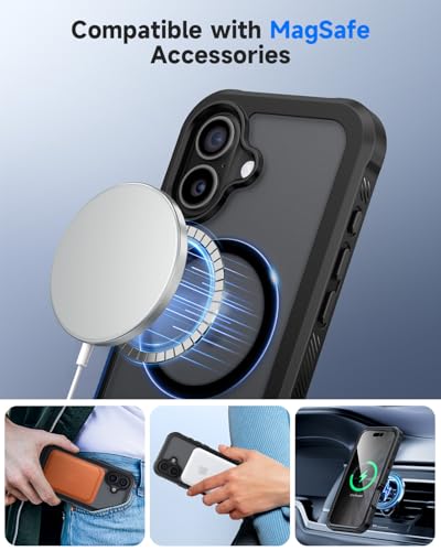 seacosmo for iPhone 17 Case Privacy Screen Protector Black Matte | Full Body Bumper, Built-in Tempered Glass, Camera Lens Protector, Compatible with MagSafe, Shockproof 17 Phone Case, 6.3" - image 6