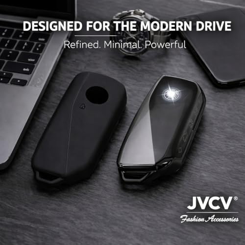 Image of JVCV Premium Soft TPU Key Cover Compatible with BMW 2023 New 7 Series 740i 760i X1 X5 X7 XM iX i7 Smart Key | Protective Case Set (Combo - Transparent & Matte Black)