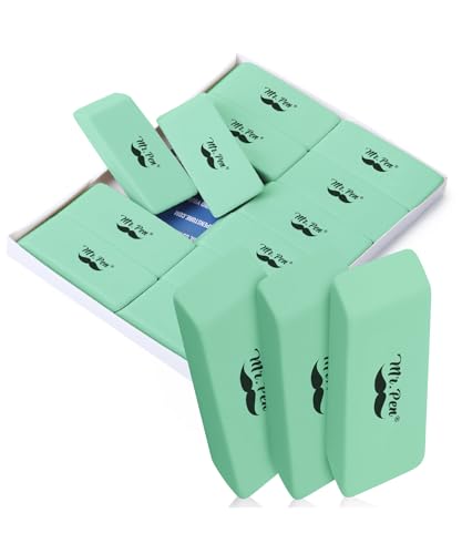 Image of Mr. Pen- Pencil Eraser, 12 Pack, Green | Large Latex Free Block Erasers for School, Office, Art Sketching, Homework, Exams, Clean Smudge-Free Correction