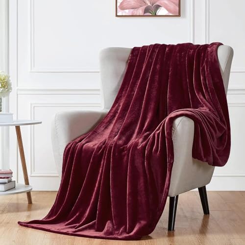 Image of Harleen Blankets, 250 GSM Super Soft Flannel Cozy Blankets for Single Bed, Washable Lightweight Blanket for Couch Sofa Bed Office, Warm Plush Blankets for All Season (Maroon, Double)