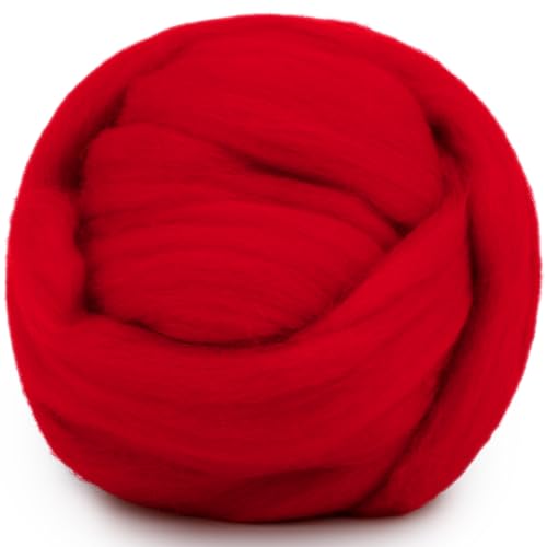 Image of Mayboos Wool Roving Yarn, 1.76oz Colored Natural Wool Roving,Wool Felting Supplies Pure Wool Chunky Yarn for Wet Felting handcrafts and Spinning (Red Color)