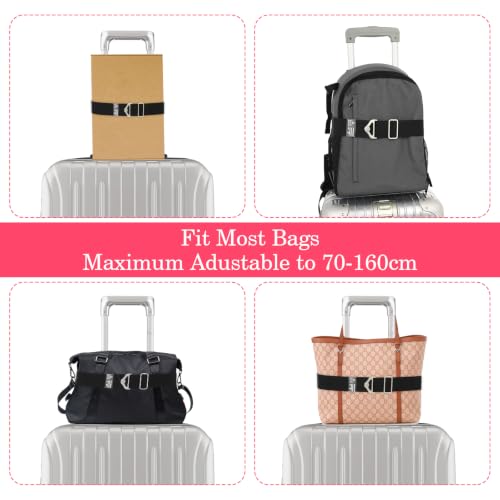 Image of 2-in-1 Luggage Straps Travel Belt for Carry On Bag, Elastic Adjustable Suitcase Straps for Backpack Attachment, Over Handle Luggage Bungee for Hands-Free Travel