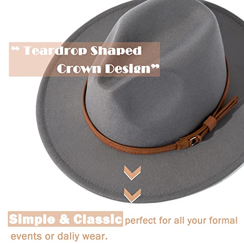 Image of Lisianthus Men & Women Vintage Wide Brim Fedora Hat | Classic Belt Buckle Decor, Adjustable Drawstring, Inner Breathable Sweatband, Timeless Style, Ideal for Travel & Daily