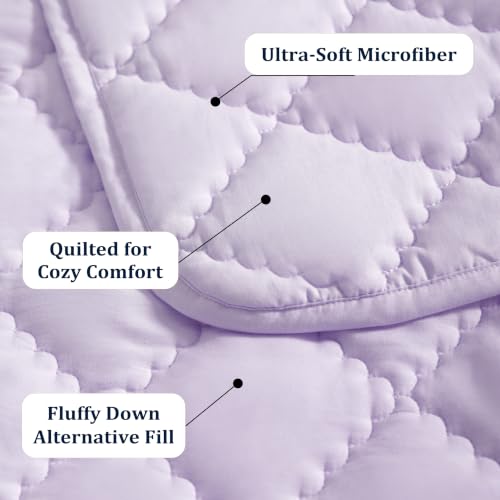 Image of BEDSUM Toddler Quilt 39x47, Microfiber Baby Quilt for Crib, Light Purple | Lightweight Toddler Blanket for Boys Girls Nursery, Machine Washable All Season Kid Quilt, Tummy Time Blanket, Stroller Quilt
