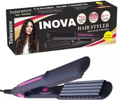 TOLERANCE 8006 8006 New Mini Hair Crimper For Womens RP03 Hair Styler (Black, Yellow)