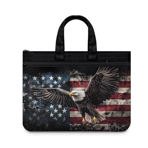 Eagle Flag Zipper Document File Bag Pouch with Handle Independence Day July 4th File Storage Bag Office Document Bags Zipper File Tote Handle Handbag