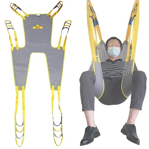 XZLZMYP Arnés De Cuerpo Entero para Elevación De Pacientes Transpirable Arneses De Transferencia para Aseo Soporte De Cabeza Y Espalda Arneses para Grúas De Pacientes Y Ancianos,Gris,M