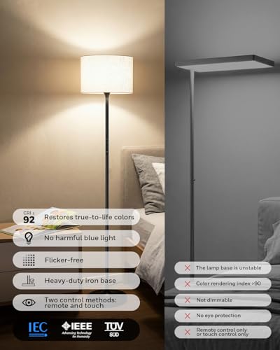 Image of Honeywell F3 LED Floor Lamp, Dimmable Standing Lamp with Remote Control