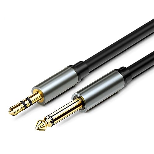 XMUXI 3.5 mm to 6.35 mm Cable Gold-Plated, 3.5mm 1/8 inch Male to 6.35mm 1/4 inch Male TS Audio Cable for Cellphone,Computer, Amplifiers,Audio (1 Meters)