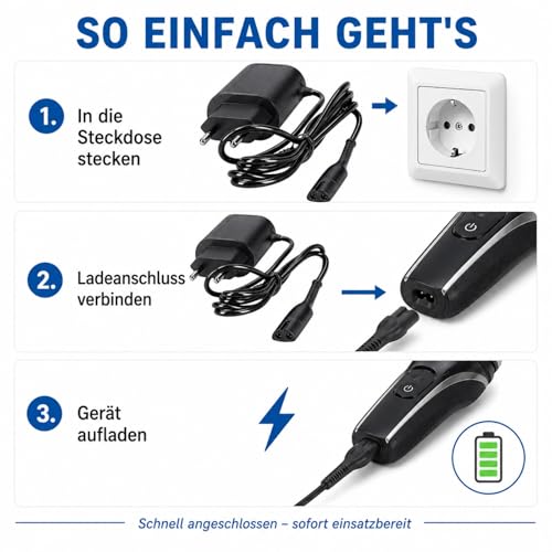 Leloco 12V Ladegerät für Braun Rasierer,Ersatz Netzteil kompatibel mit für Braun Series 1, 3, 5, 6, 7, 8, 9 Sowie Trimmer und Epilierer Ladegerät, Aufladegerät Adapter für Herrenrasierer Damenrasierer