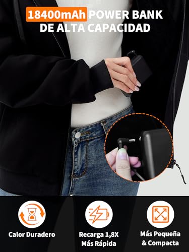 Sudadera con capucha calefactable de 9 zonas con batería para invierno 4