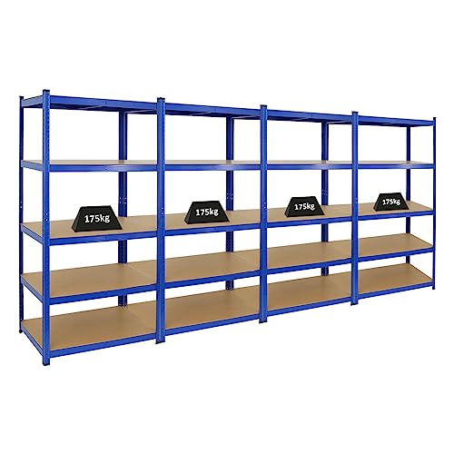 PROREGAL Mega Deal 4X Schwerlastregal Taurus Blau 180x90x60cm mit Fachlast 175kg Kellerregal, Steckregal, Garagenregal, Lagerregal