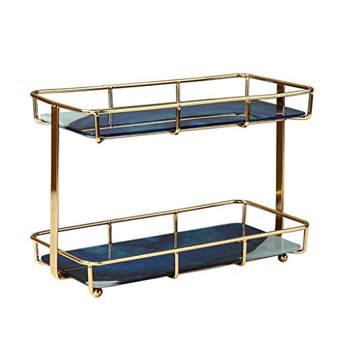 Estuche de maquillaje, soporte de maquillaje, estante de cosméticos, organizador de maquillaje, almacenamiento de 2 capas, vitrina de maquillaje, organizador extraíble para cajón (color: azul) (azul)