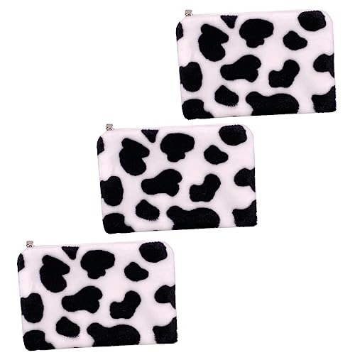 LIFKOME 3pcs Adorable Plush Cow Coin Purse Cute Mini Storage Bag for Change Soft Cow Pattern Wallet for Girls and Party Favors