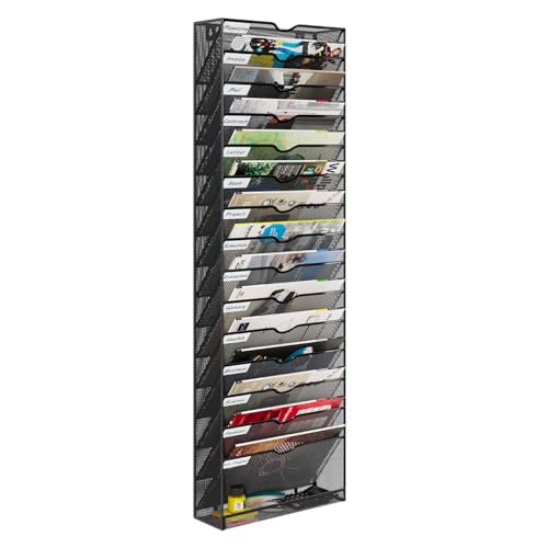 Rangement mural bureau noir avec 16 compartiments pour trieur de document A4 - 2