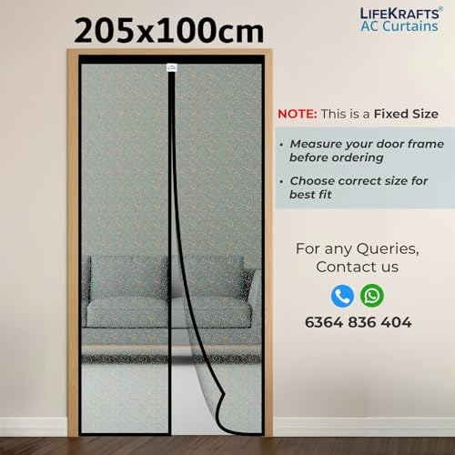 Image of LifeKrafts AC Curtain Magnetic|Thermal Screen|Insulated|Translucent Glitter Pattern|Insect & Pest Control|Privacy Screen, Dust, Pollen & Pollution Control Screen(Size 205 x 100 cm) Non-Customizable