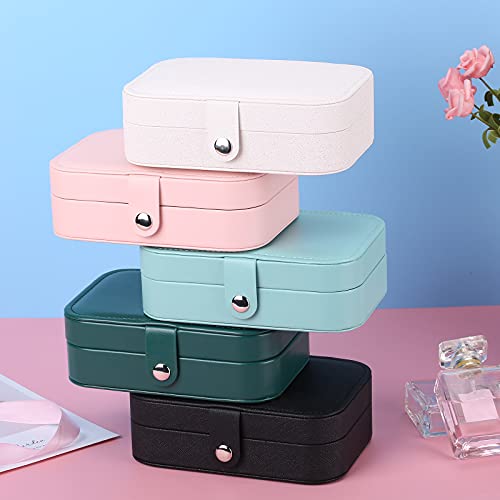 Travel Jewelry Organizer Box Pu Leather Small Travel Case Portable Storage Holder Box For Earrings Necklaces Rings Thanksgiving Day Christmas Gift (Dark Green) #TOP4
