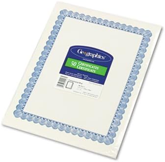 Geographics Parchment Award Certificate Paper - Blue Border Design,
