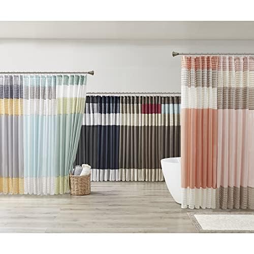 Image of Madison Park MP70-221 Monroe Shower Curtain, 72 x 72 inch, Red