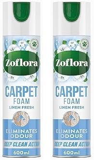 Linen Fresh Carpet Freshener & Care Foam, Carpet Cleaner,Stain Remover Foam for Carpets and Upholstery, Neutralises Odours, Deep Cleans, Pet Safe, 1x 600 ml (Pack of 2)